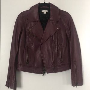 NWOT Wine Leather Biker Jacket